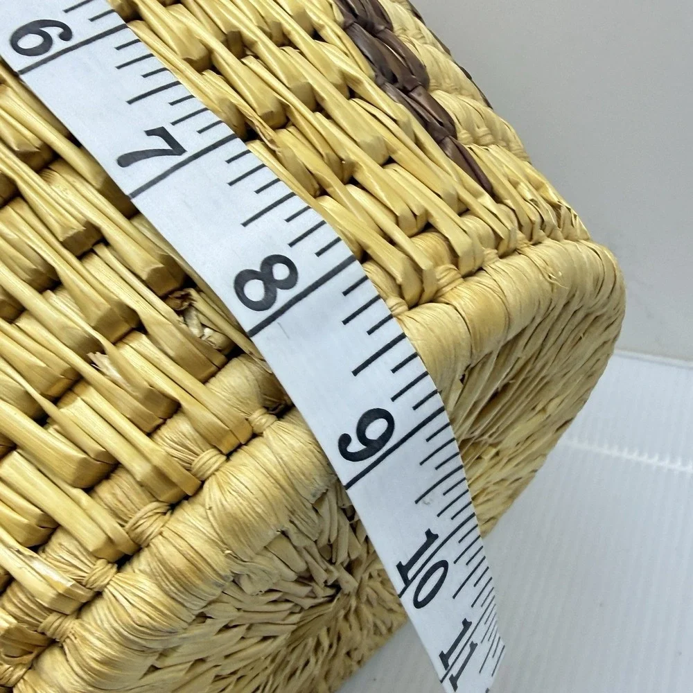 African Lidded Basket Handwoven Raffia Geometric Boho Afrohemian Decor Storage